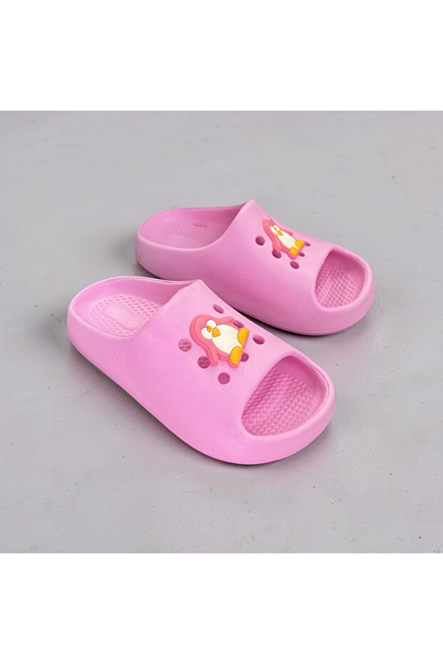 Girl's Pink Stickered Lightweight Base Eva Beach Pool Daily Slide Slipper