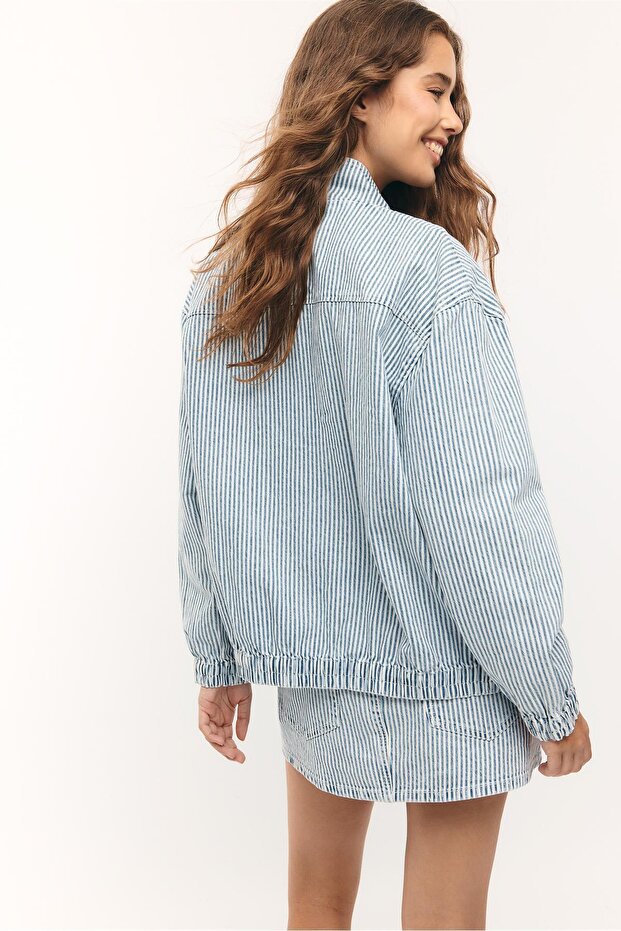 Striped denim jacket - 5