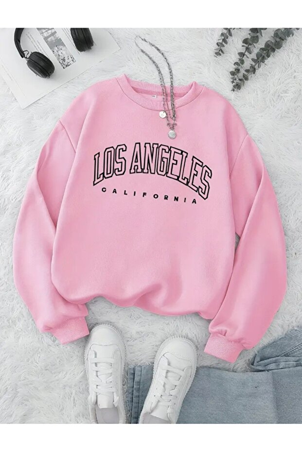 Women's Printed Hoodie Sweatshirt 2 Yarn Oversize Cut Large Size