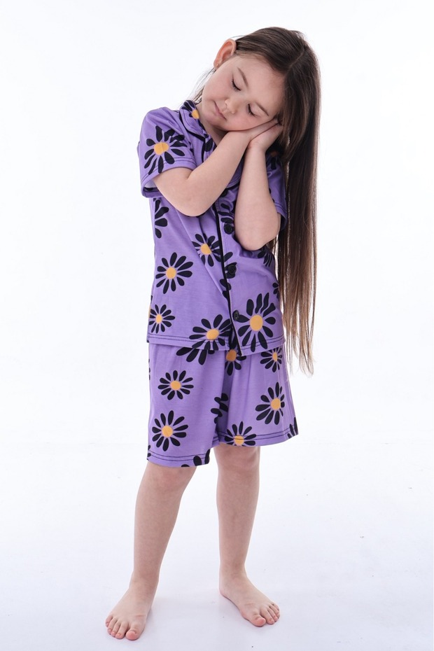 Stretch Fabric Single Jersey Fabric Girls' Nightgown Set with Shorts