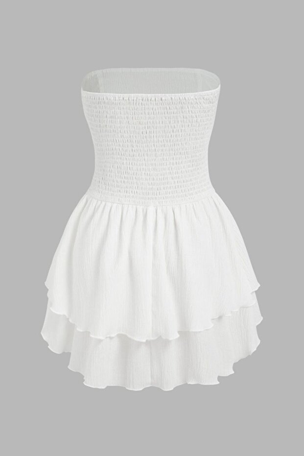 Askısız Volanlı Mini Elbise - 2