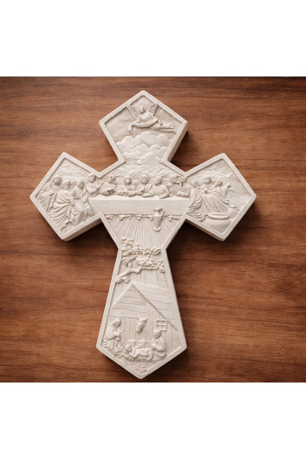 Plaster Cross Decoration, Easter, 24x18x2cm