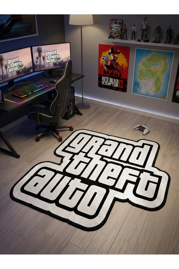 Non-Slip Sole Playstation Xbox Themed Machine Washable Gamer Youth Room Rug 80X80
