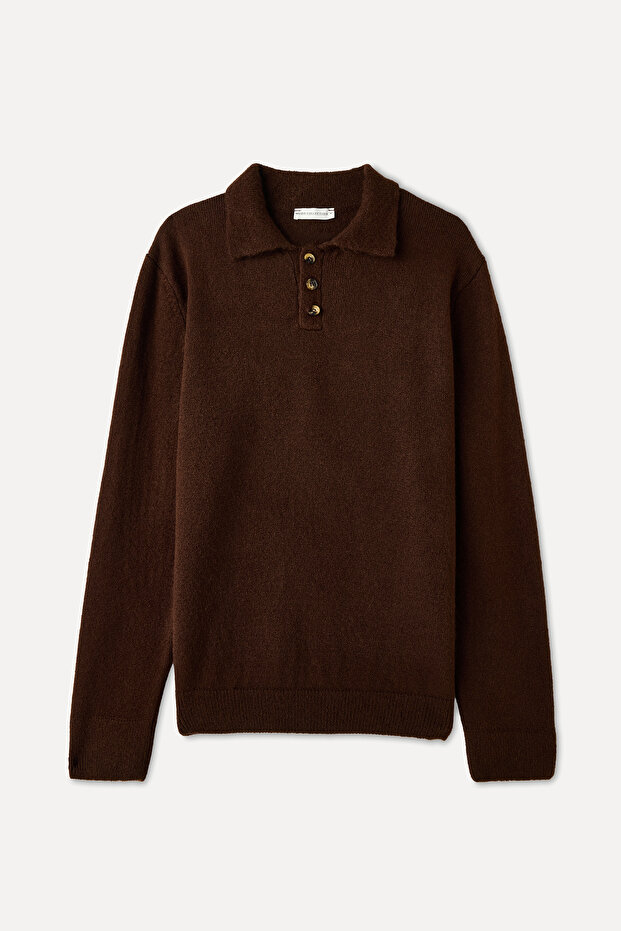BUTTONED POLO NECK SWEATER - 4