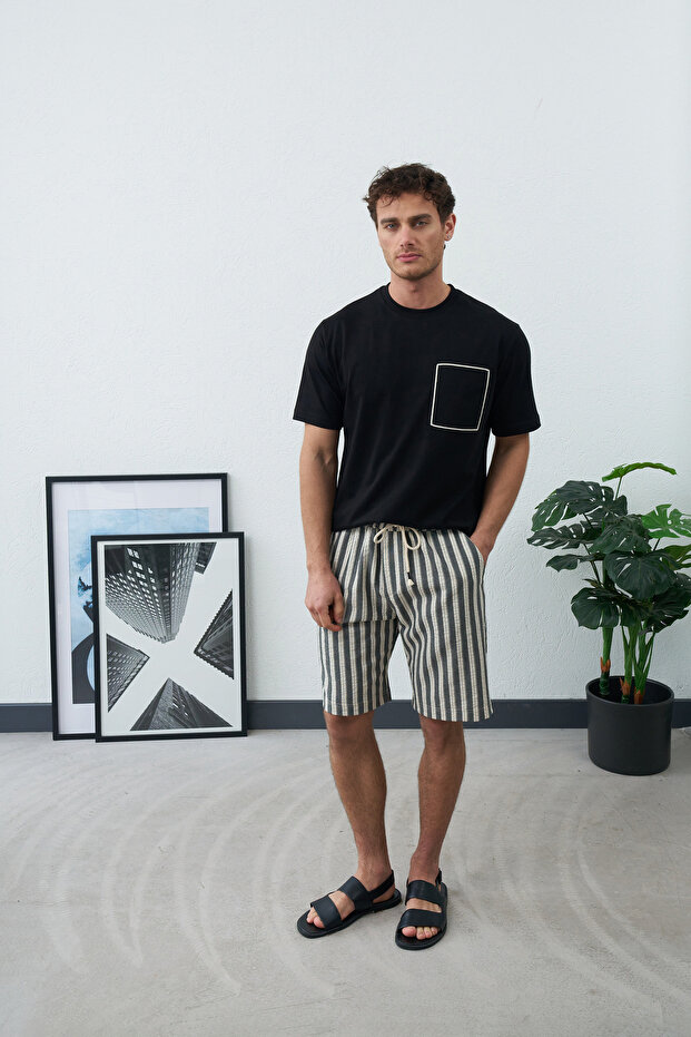Men's Square Patterned Regular T-Shirt - 3