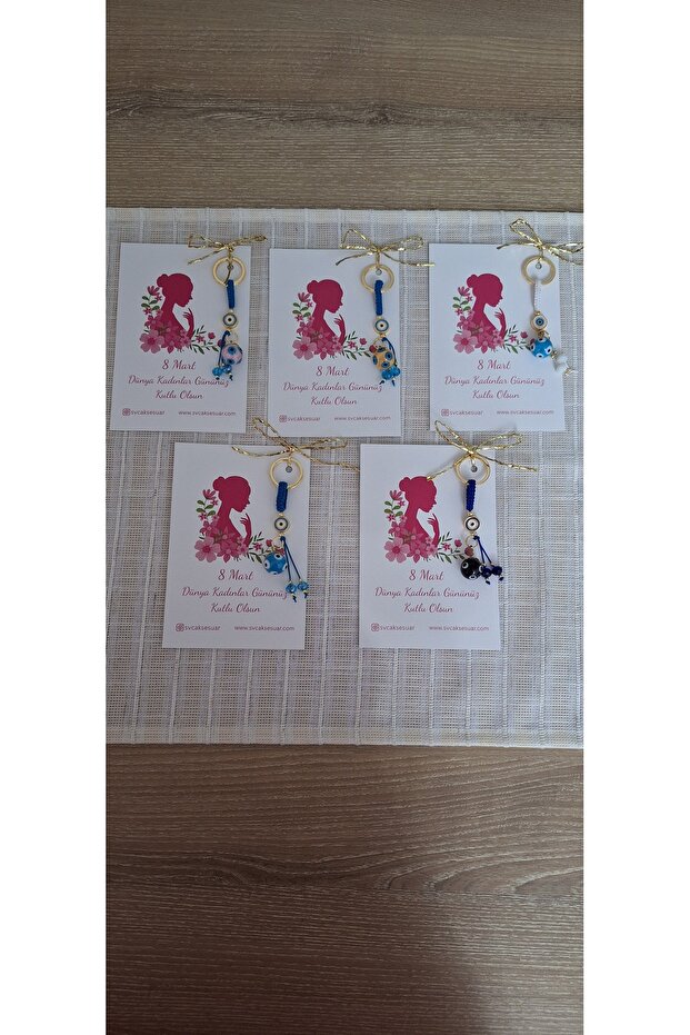 Women's Day Gift 5-Piece Card Set Murano Glass Keychain