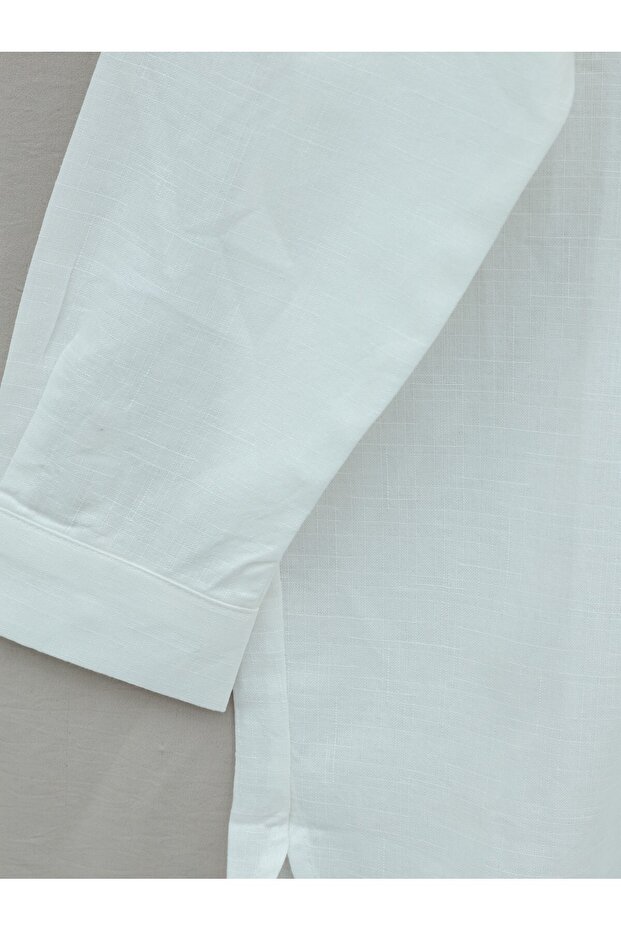 Keten Düğmeli Gömlek - 5