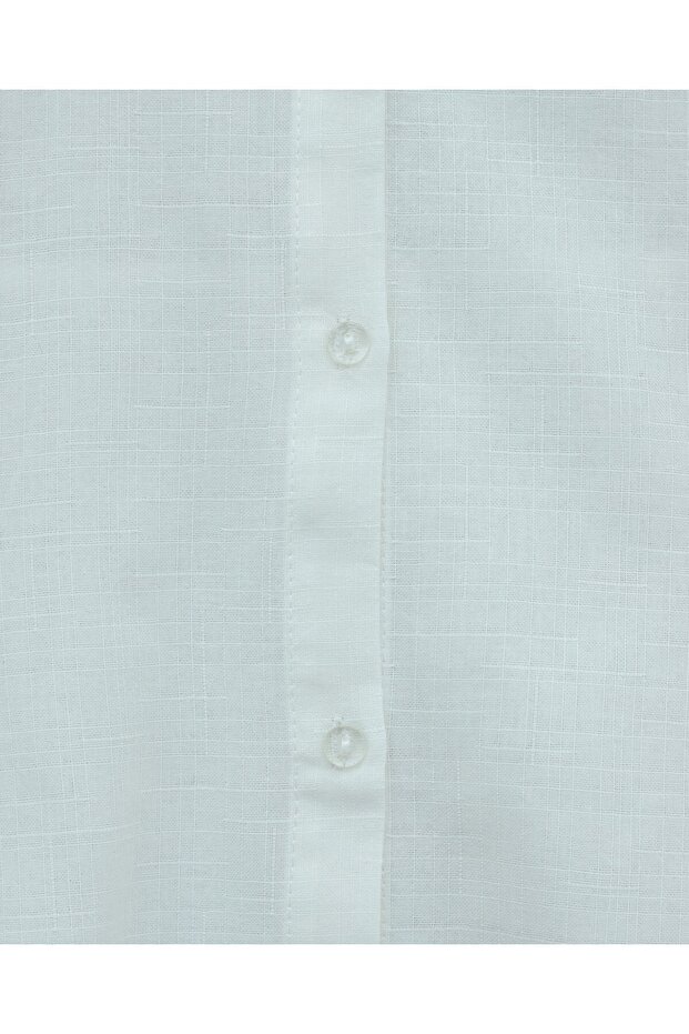 Keten Düğmeli Gömlek - 4