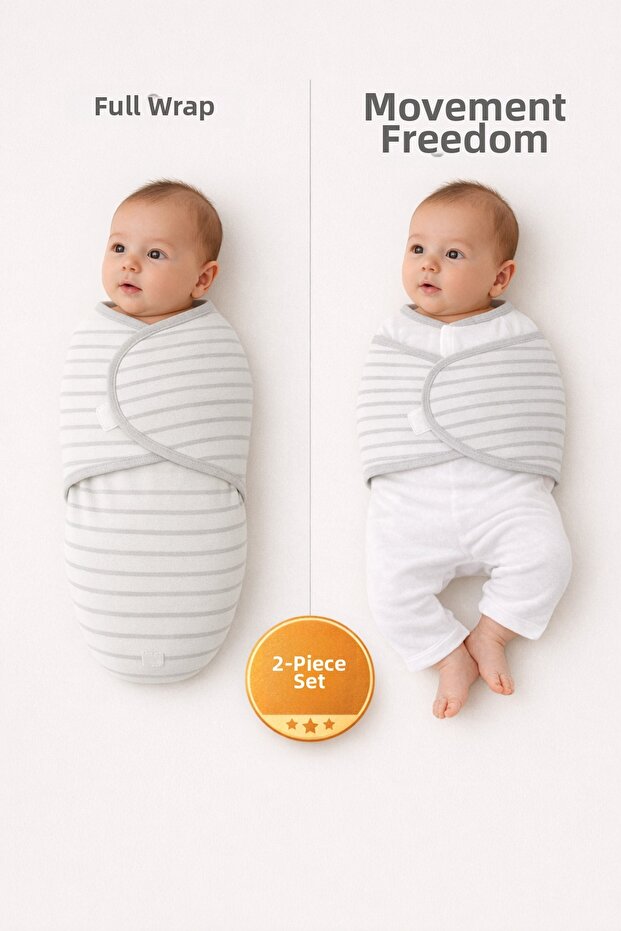 100% Cotton Swaddle for 0 to 4 Months Baby, Velcro Fastened, Soft Jersey Fabric, Breathable Fabric