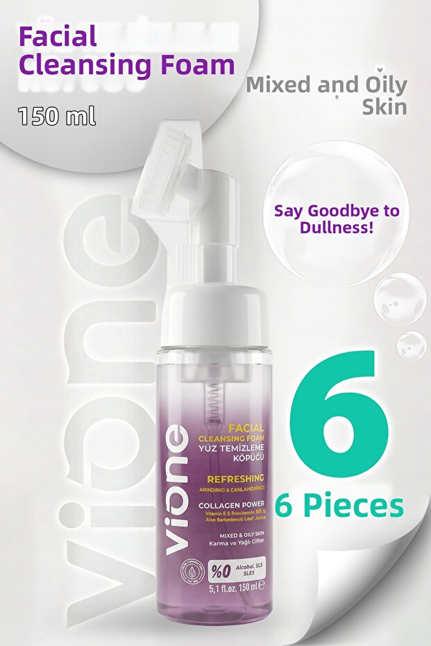 Facial Cleansing Foam Purifying & Revitalizing with Massage Head 150ml 6 Pieces