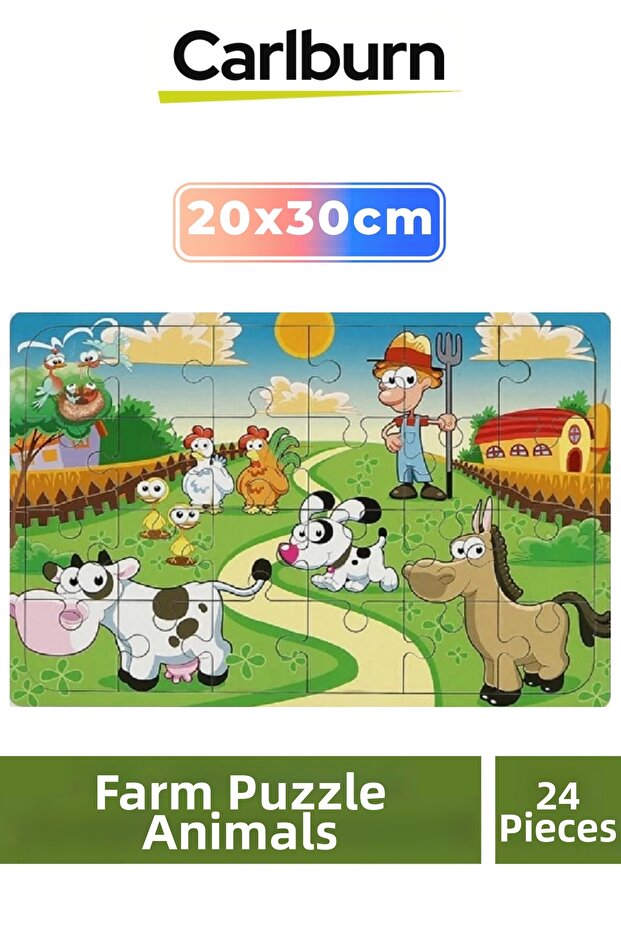 Special Educational Intelligence Developing Learning Hand Eye Coordination Wooden Puzzle Farm Animals 24 Pieces