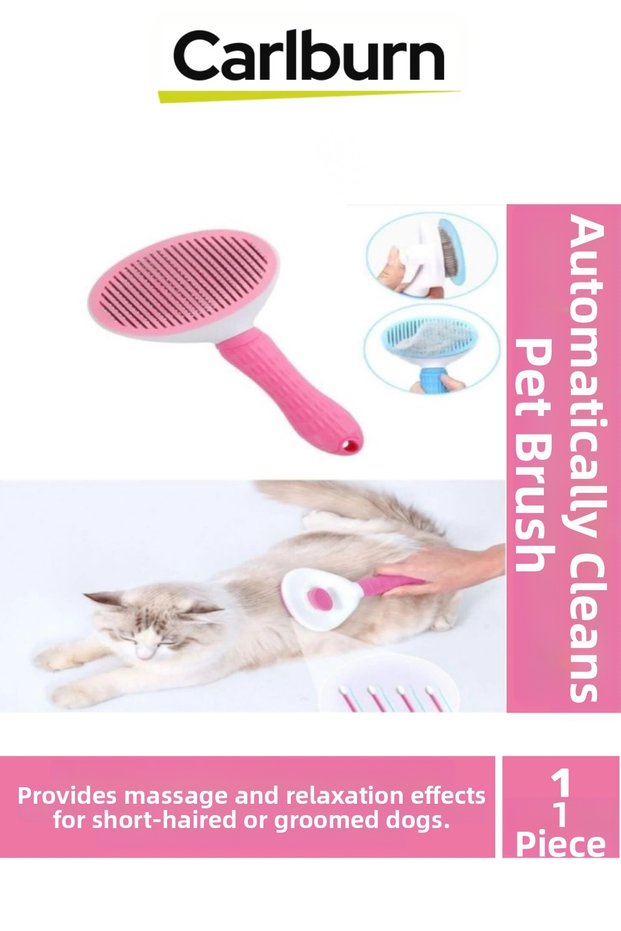 Premium Automatic Keyless Cleaning Pet Cat Dog Pet Hair Remover Comb - Pink