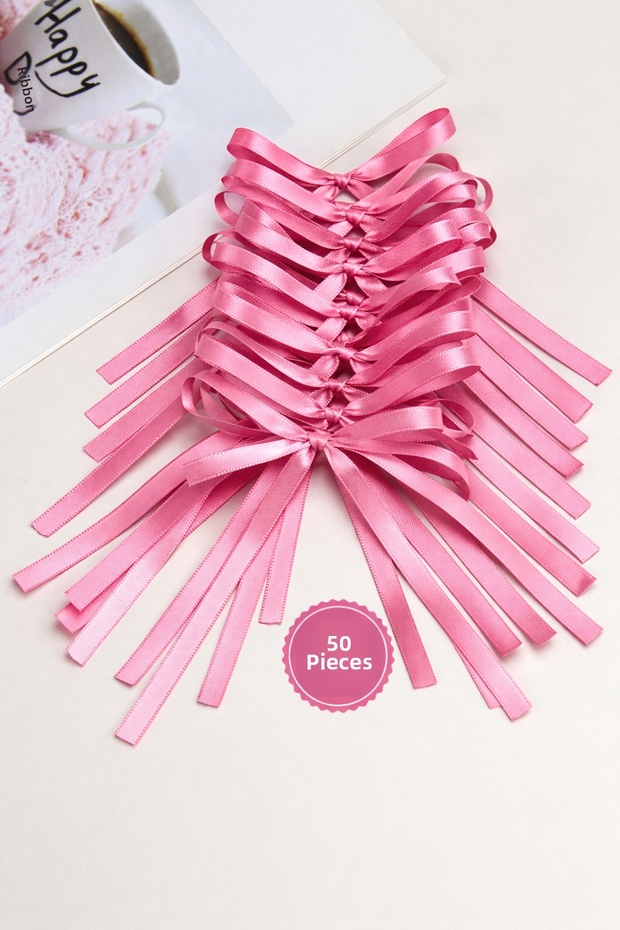 Candy Pink 6 mm Ready-Made Bow Birthday Decoration, Cake Decoration, Wall Background Decoration