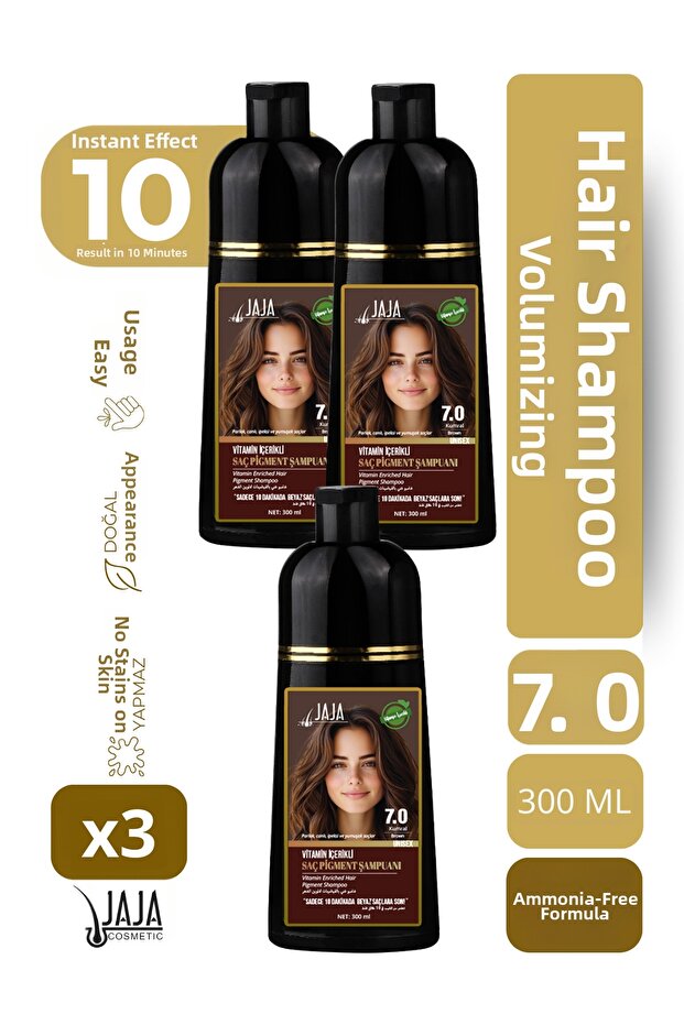 Kumral Brown Hair Shampoo 7.0 | 300 ml X 3 Pieces & for Whites