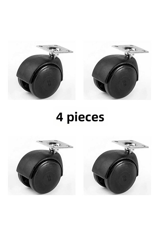 4 Pcs Plastic Wheel Chair Wheel with Swivel Plate 120 kg