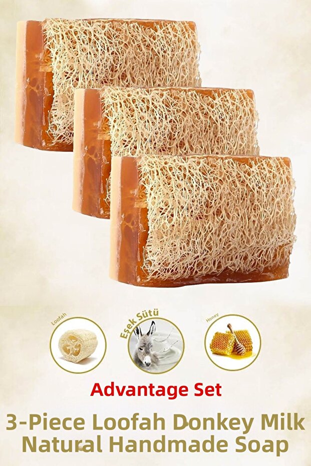 3 Pack Fiber Honey Donkey Milk Handmade Soap 3x120 Gr - Donkey Milk