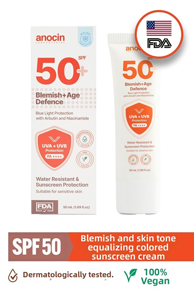 Anti-Blemish and Skin Tone Equalizing Sunscreen Cream Spf 50 Uva: Pa Anti-Aging