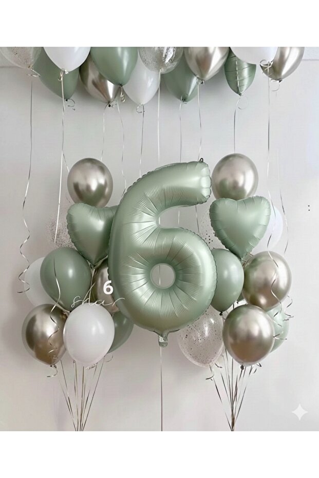 Mildew Green Number Age Foil Balloon and Balloon Bunch 23 Pieces