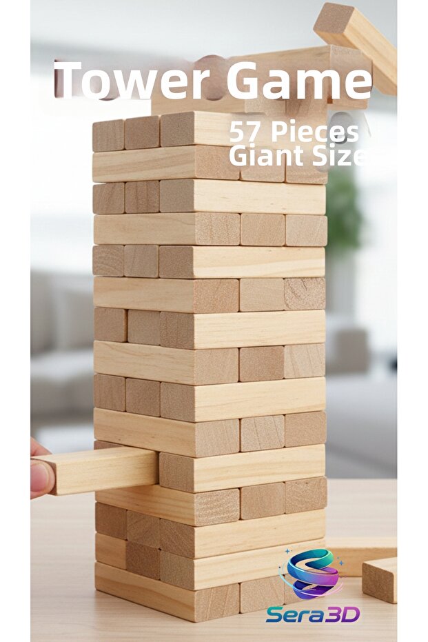 Wooden Tower Game - 57 Pieces 19 Layers Giant Balance and Concentration Game