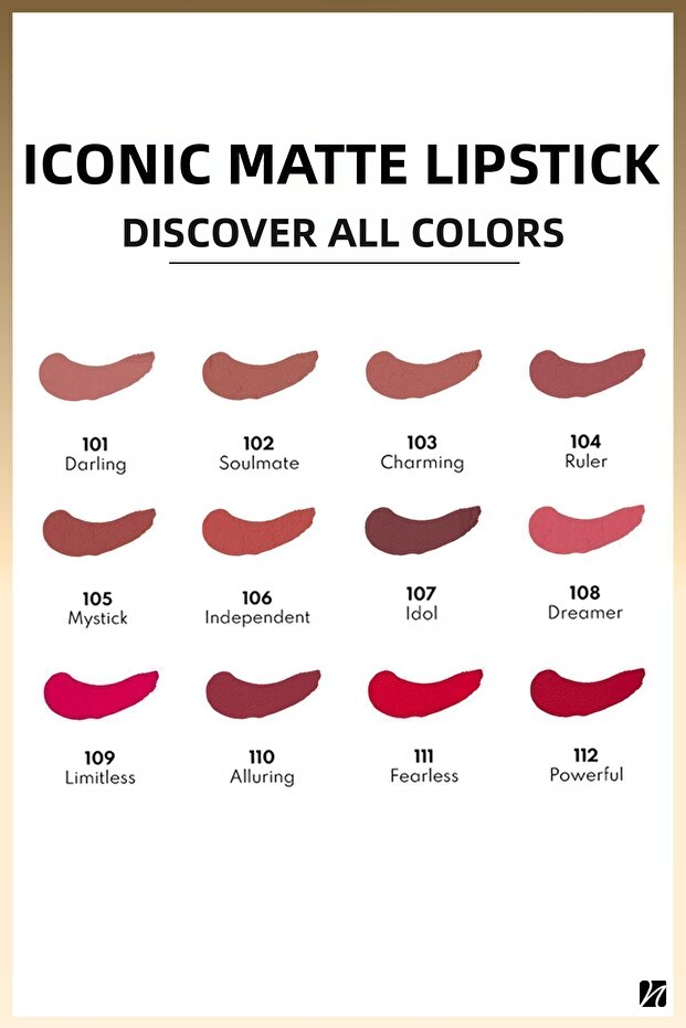 أحمر شفاه غير لامع من آيكونيك، أحمر شفاه غير لامع يدوم طويلاً 102 سولميت - نيود - 5