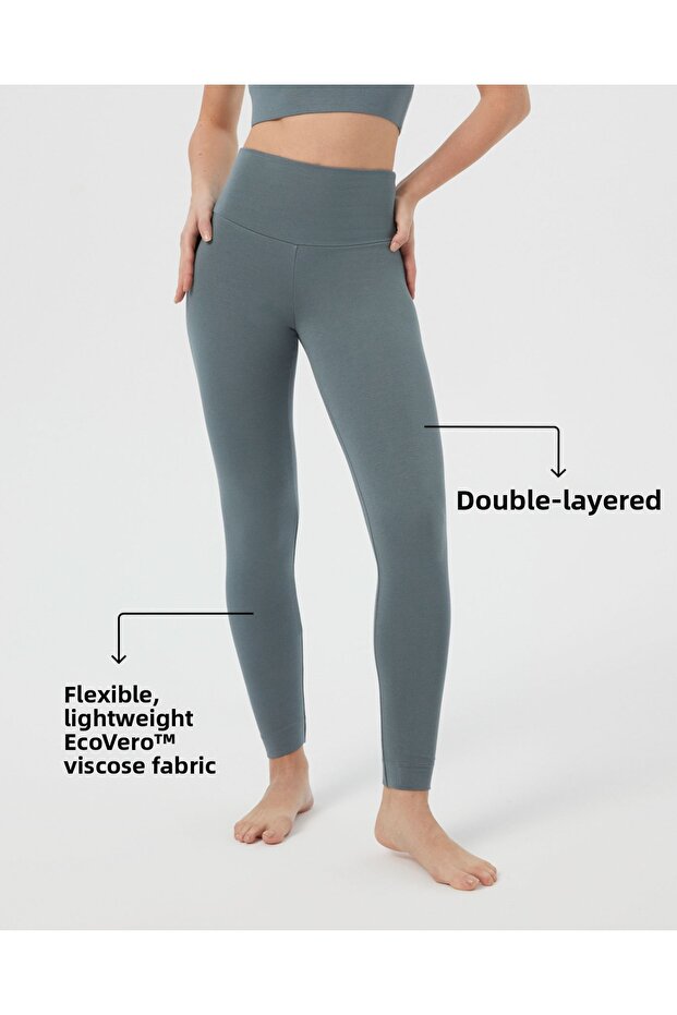 أزرق فاتح ذو طبقتين عالي الخصر من إيكوفيرو ™   جوارب لاصقة اللون (فيزكوسي) - 1