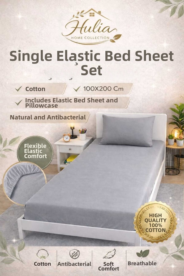 Fitted Sheet Set Single Fitted Cotton Piece Soft-Textured Natural and