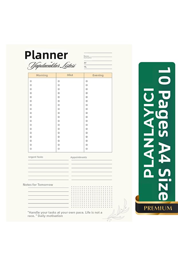 10 Planner Sheets in A4 Size
