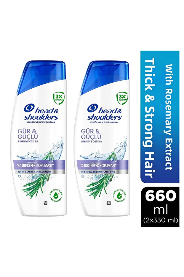 Rosemary Extract Shampoo for Thick and Strong Hair, Effective Against Dandruff 330ml X2