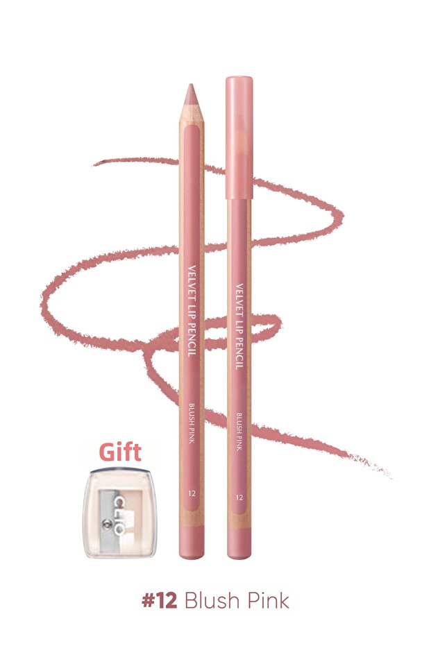 Lip Pencil and Sharpener Set with Creamy Formula Velvet Lip Pencil Set 12 Blush Pink