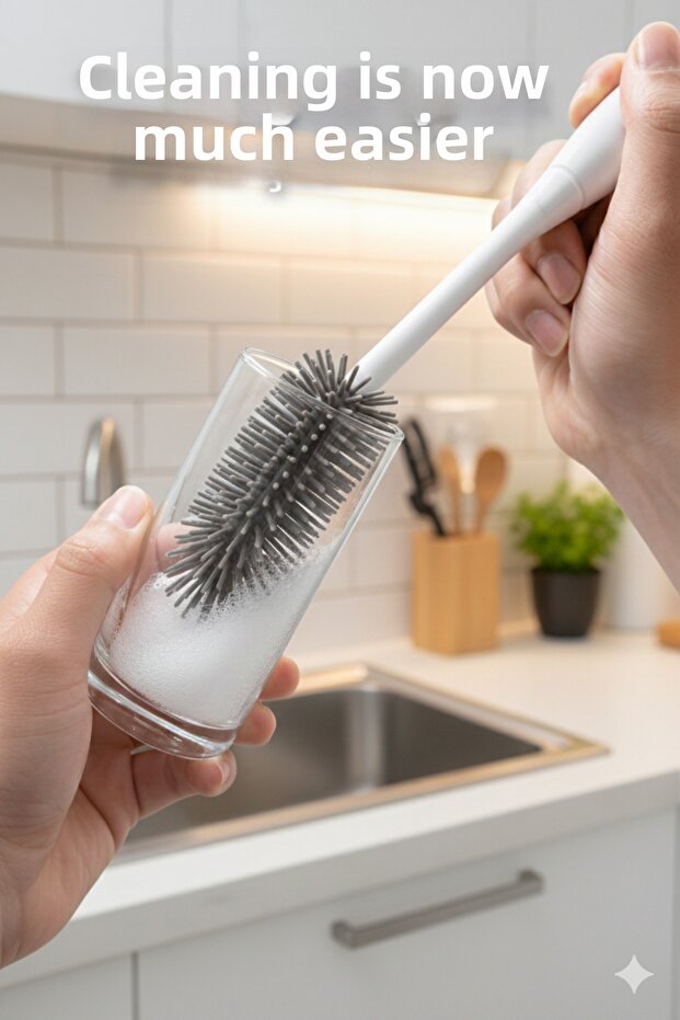 Silicone, Cleaning Brush Long Cup Brush (1 Piece)