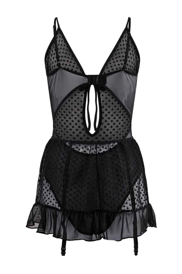 Siyah Tül Etekli 2'li Puantiyeli Body THMSS26BD00018 - 7