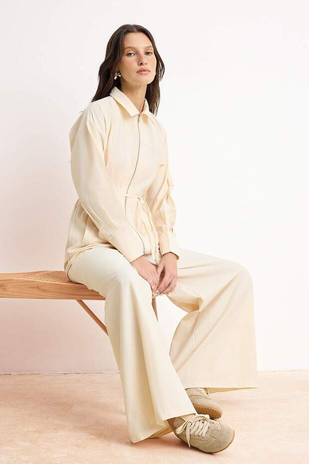 Taş Fermuarlı Tunik Geniş Paça Pantolon Alt - Üst Takım TCTSS26US00034