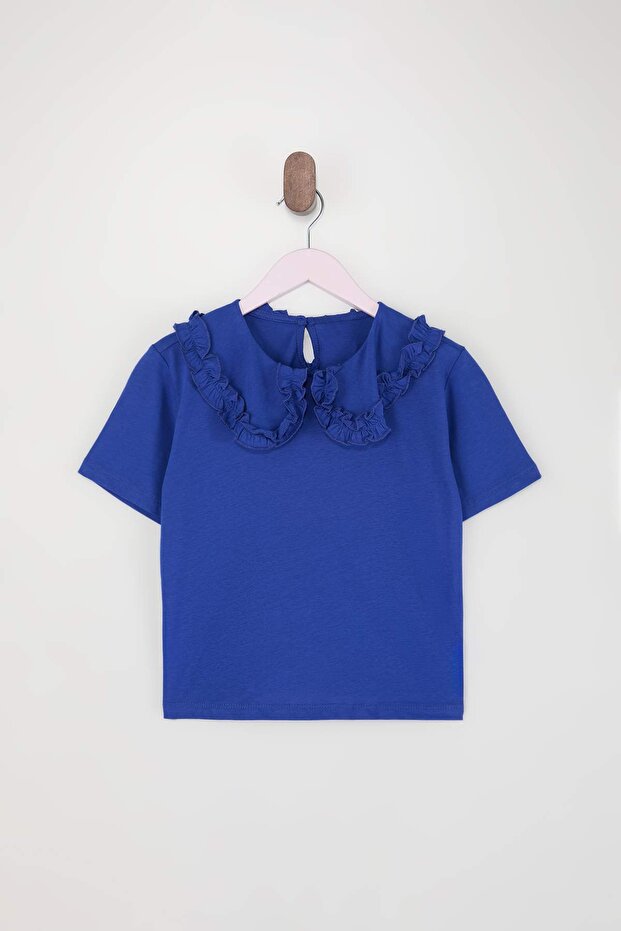 Indigo Bebek Yaka Kız Çocuk Örme T-Shirt TKDSS26TS00023 - 4
