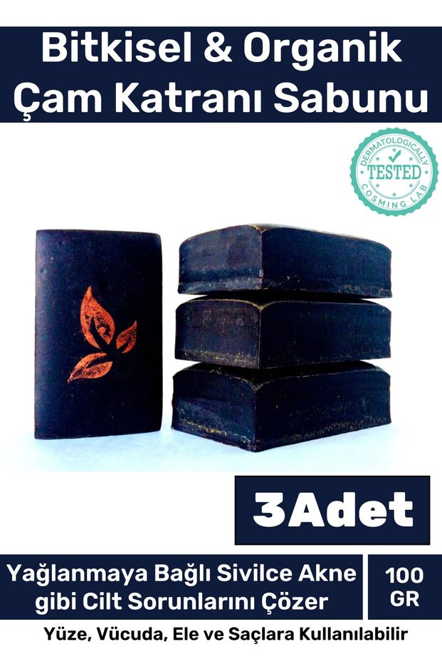 Special Production 100% Natural Fragrance Face Skin Whitening Organic Moisturizing Pine Tar Soap 3 Pieces