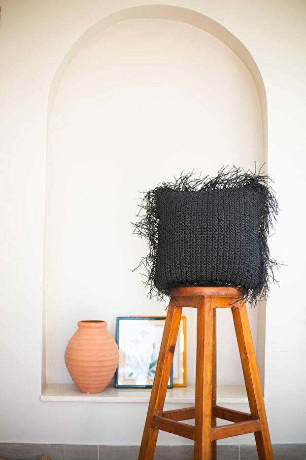 Boho Pillow Raffia Handcrafted Throw Pillow Filled Design
