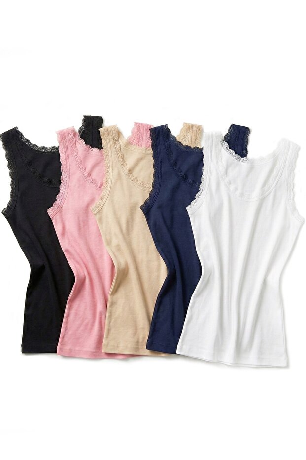 Kadın Atlet Dantelli Kalın Askılı (%90 Viskon - %10 Elastan) - 3