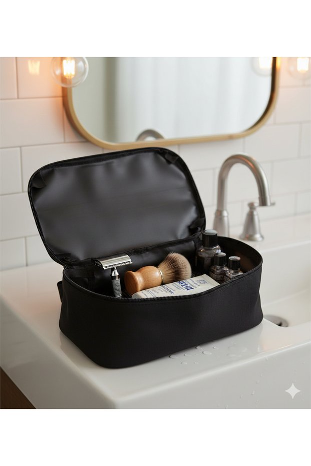 Black Waterproof Black Hand Carry Cosmetic and Makeup Bag - Travel Type Organizer