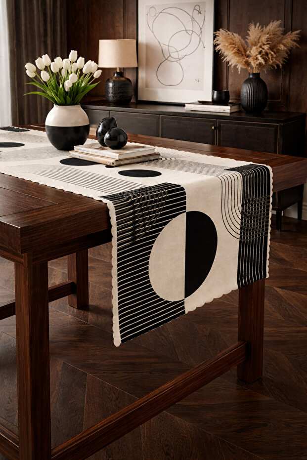 خطوط خفيفة وكائنات هندسية منقوشة عداء ديكور مطبوع رقميًا - 2