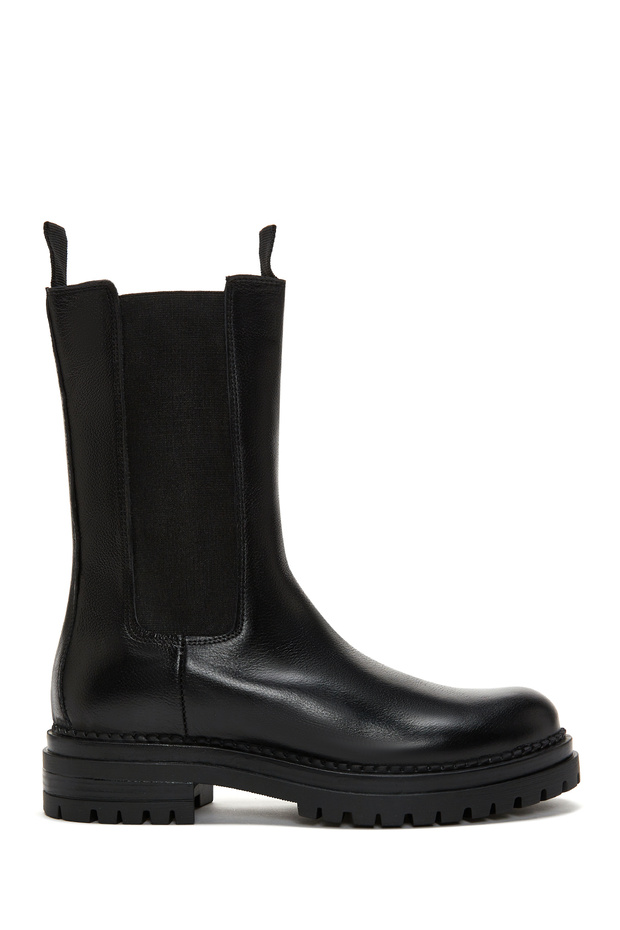 Women's Black Zippered Leather Casual Boots 25Wfd181618