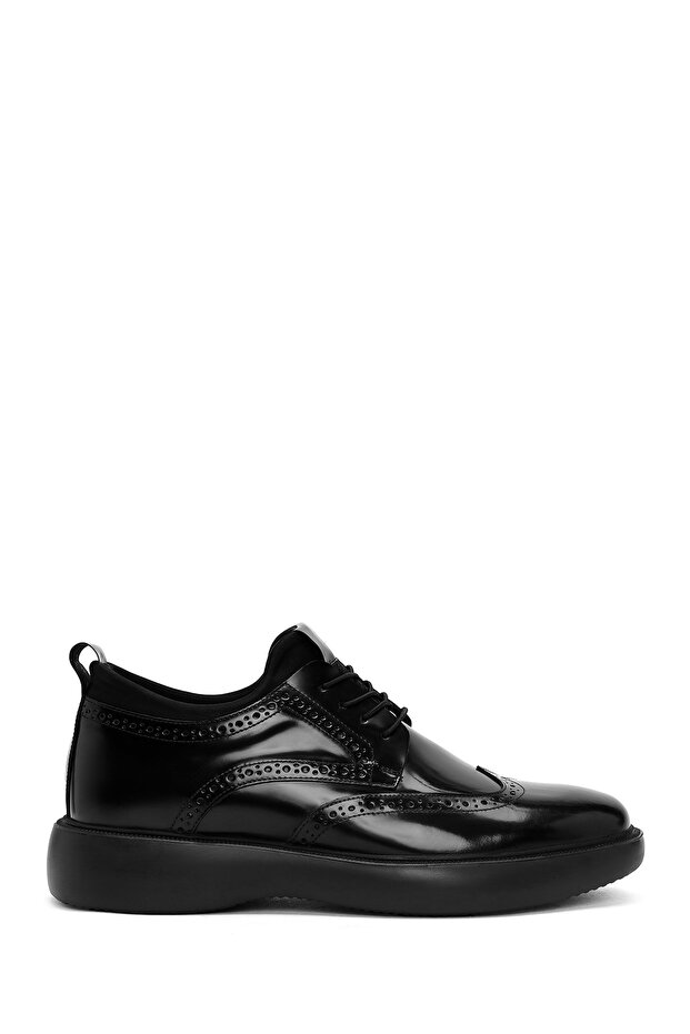 Men's Black Lace-Up Leather Casual Shoes 25Wfd750422