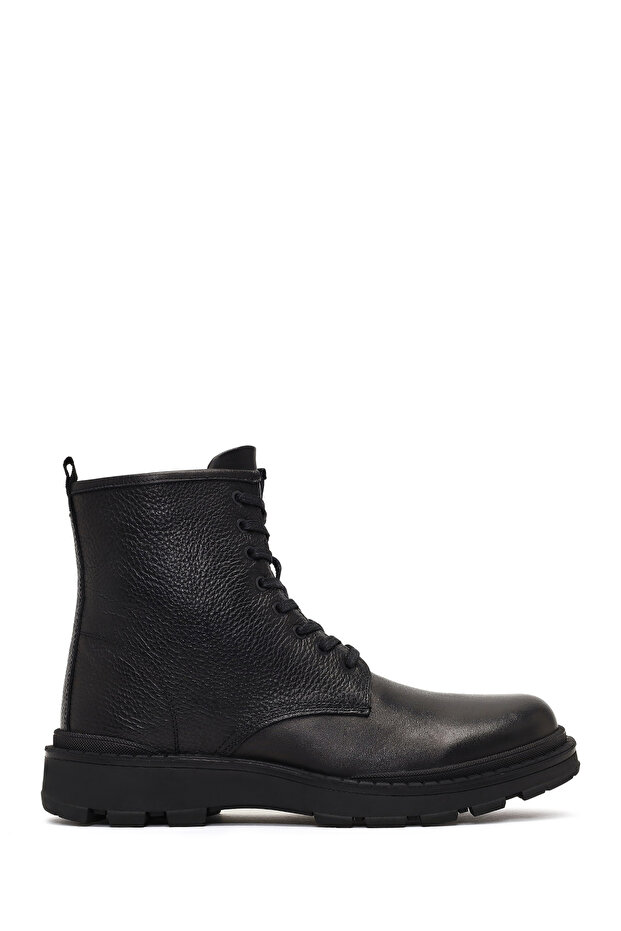 Men's Black Lace-Up Zippered Leather Casual Boots 25Wfd681114