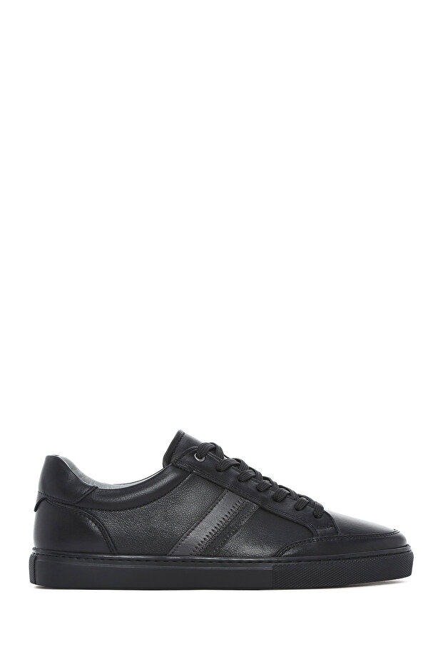 Men's Black Lace-Up Leather Sneaker 25Sfd 674618