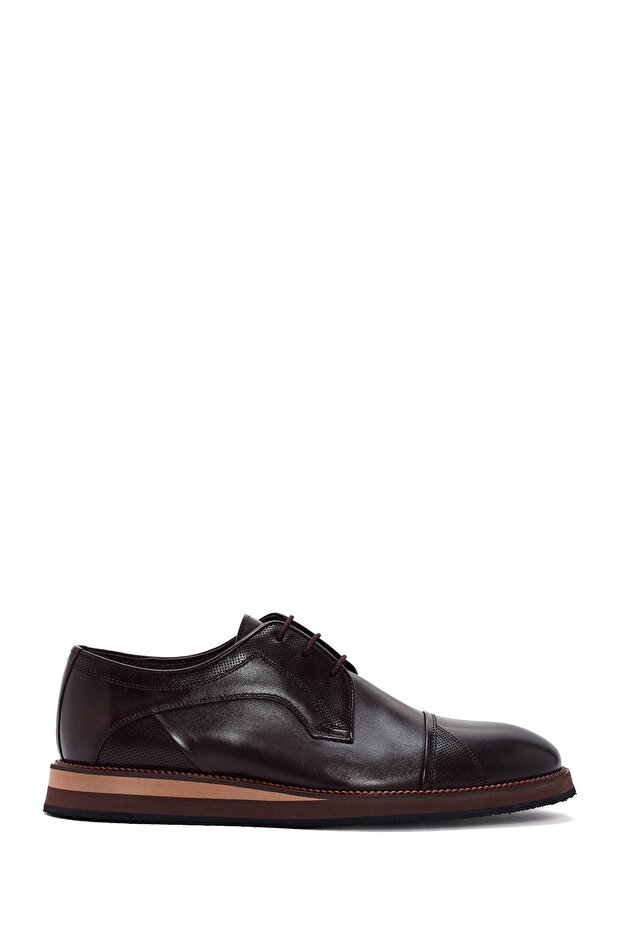 Men's Brown Laced Leather Casual Shoes 25Sfd 704118