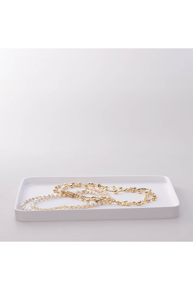 صينية فيكتوريا مستطيلة كبيرة باللون الأبيض - 3