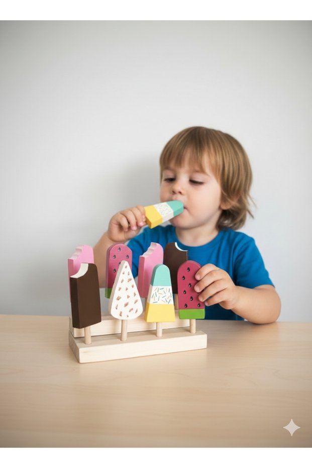 Wooden Toy Ice Cream Set - Handmade, Fun and Healthy Play Set