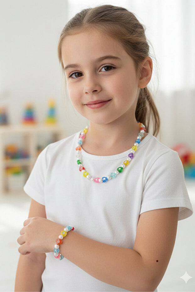 Girl's Necklace and Bracelet Set with Pearls