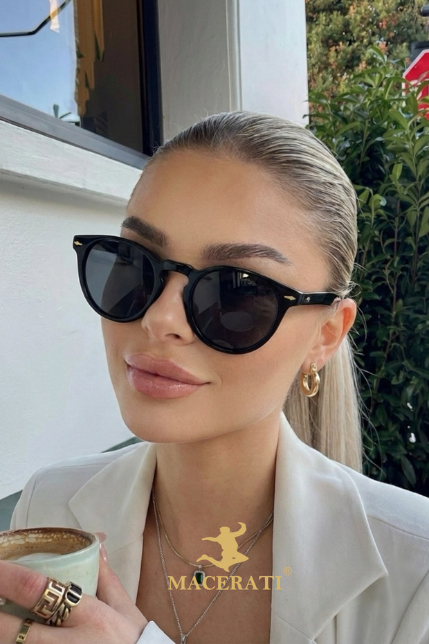 نظارات شمسية بإطار بيضاوي أسود للجنسين من بروسبيرا