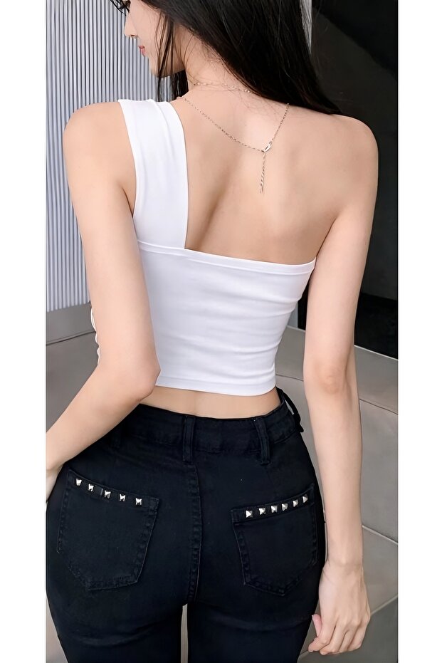 tek omuz askılı crop - 2