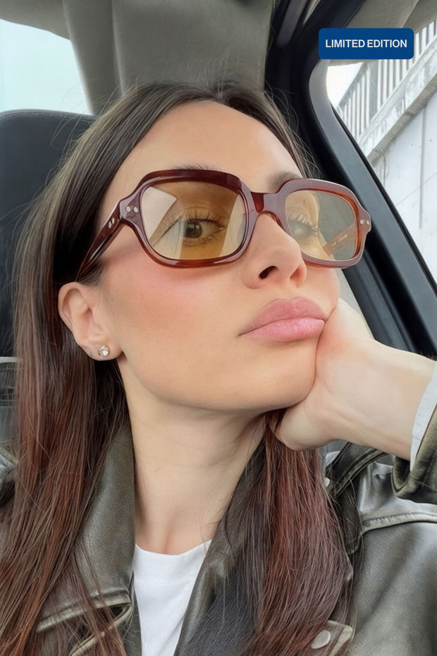 نظارات شمسية نسائية مستطيلة الشكل من سيليكت فريم VALEN Kiremit – إطار سميك Uv400