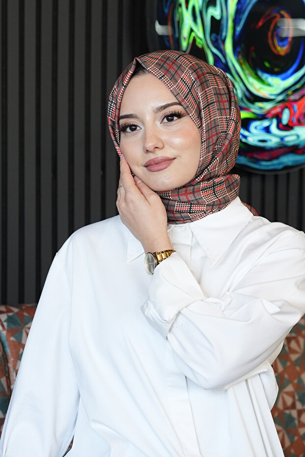 Geometric Pattern Light Brown Cotton Shawl - 3